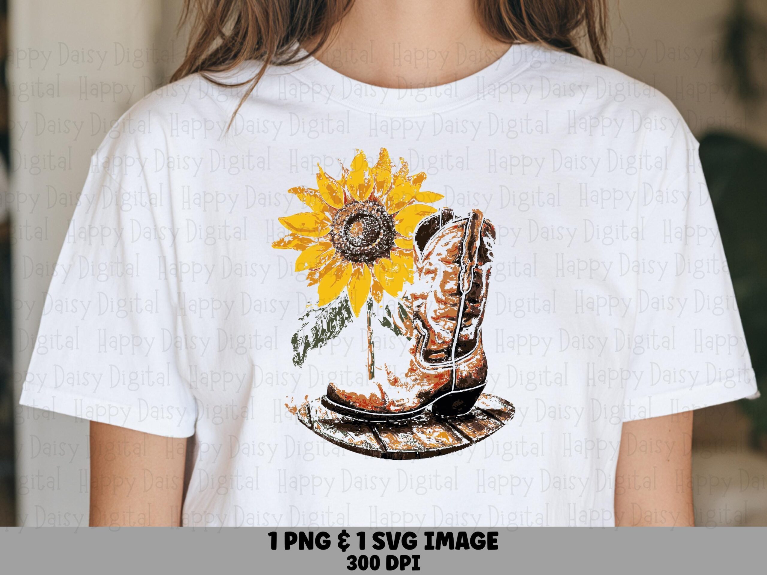 Sunflower Cowboy Boots PNG SVG | Sublimation Commercial Use POD