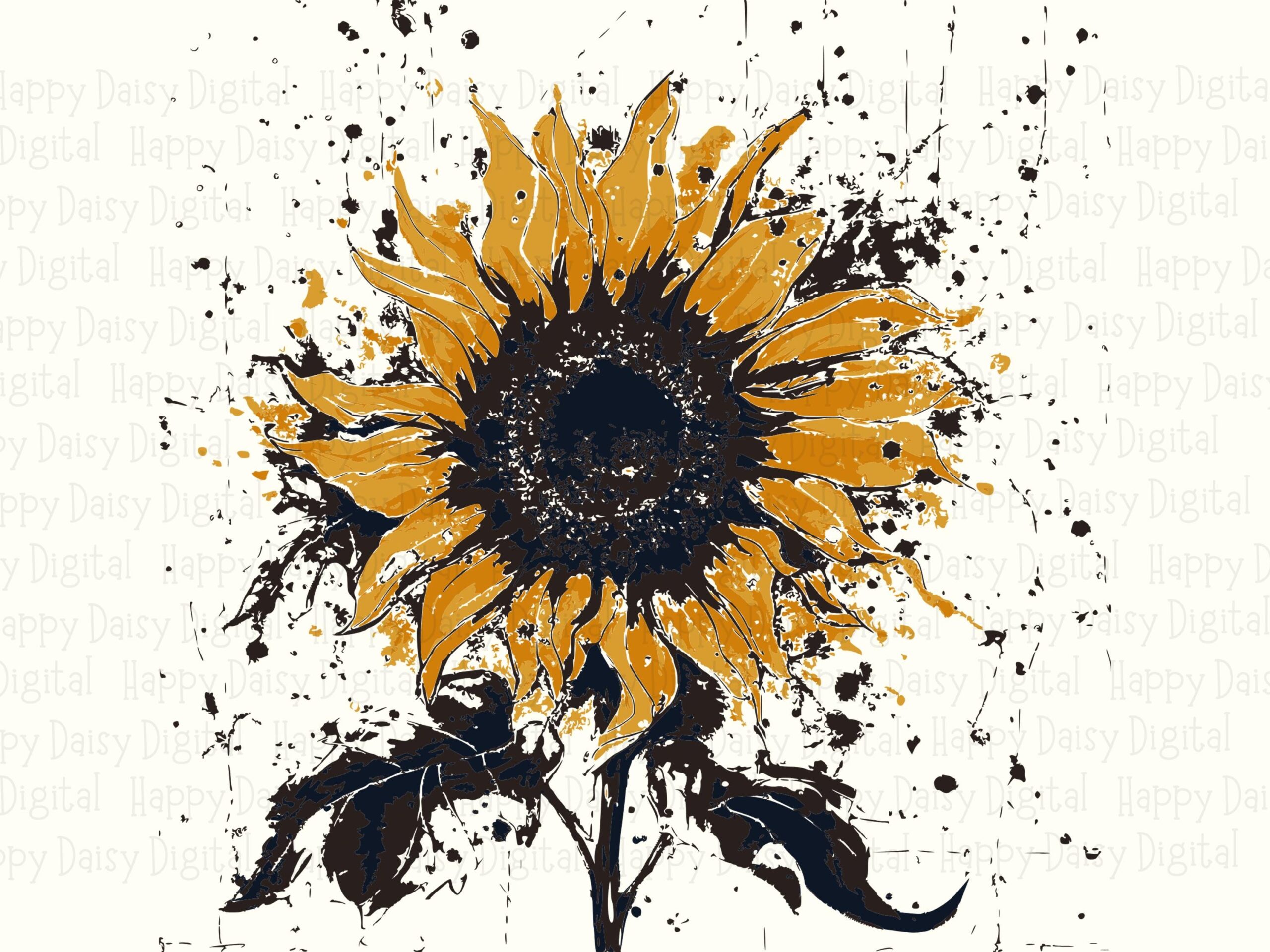 Wild Grunge Sunflower PNG SVG | Sublimation Commercial Use POD - Image 2