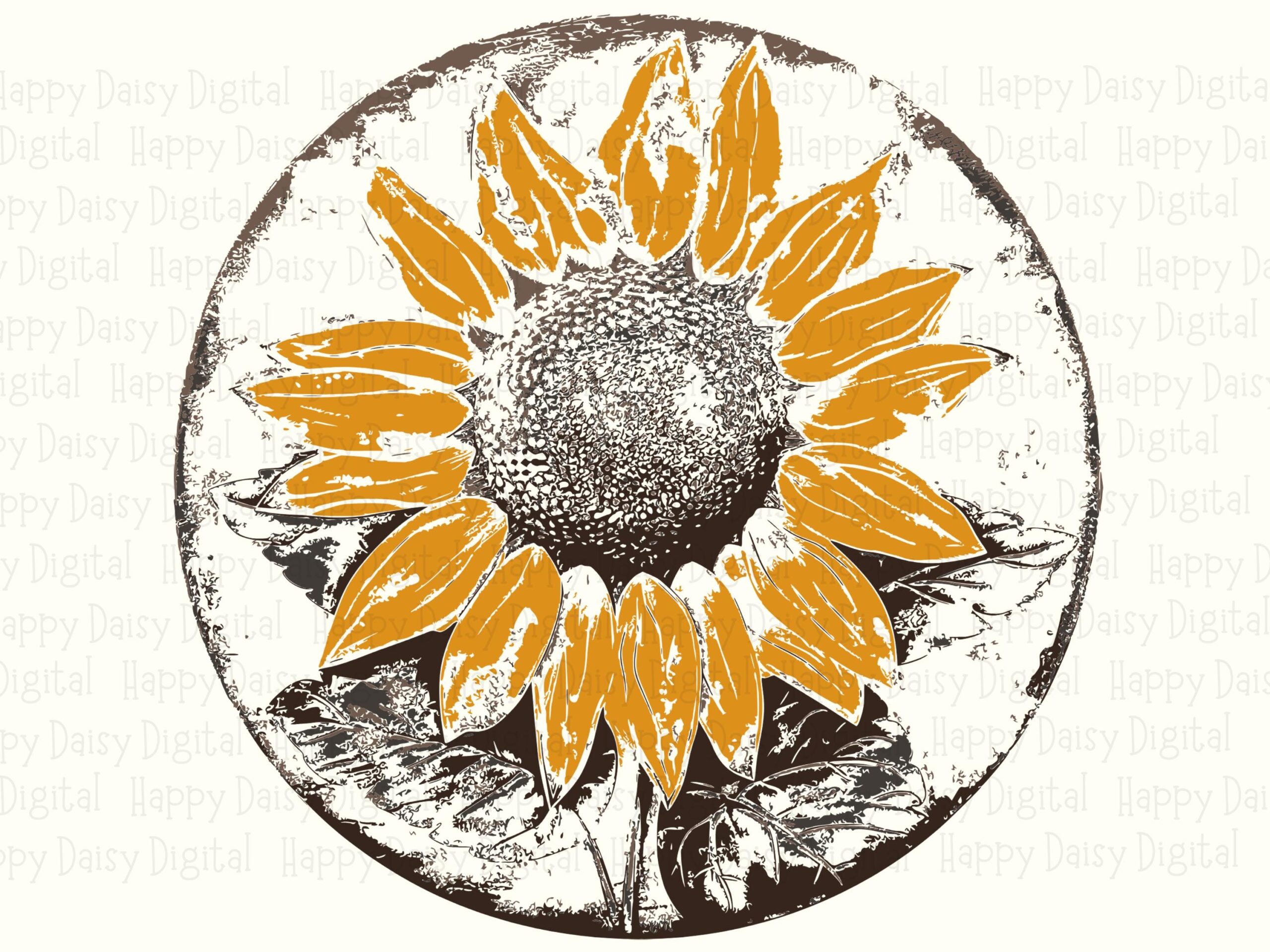 Sunflower Circle Badge PNG SVG | Sublimation Commercial Use POD - Image 2