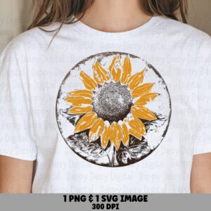 Sunflower Circle Badge PNG SVG | Sublimation Commercial Use POD