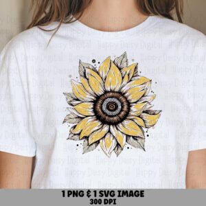 Boho Dotted Sunflower PNG SVG | Sublimation Commercial Use POD