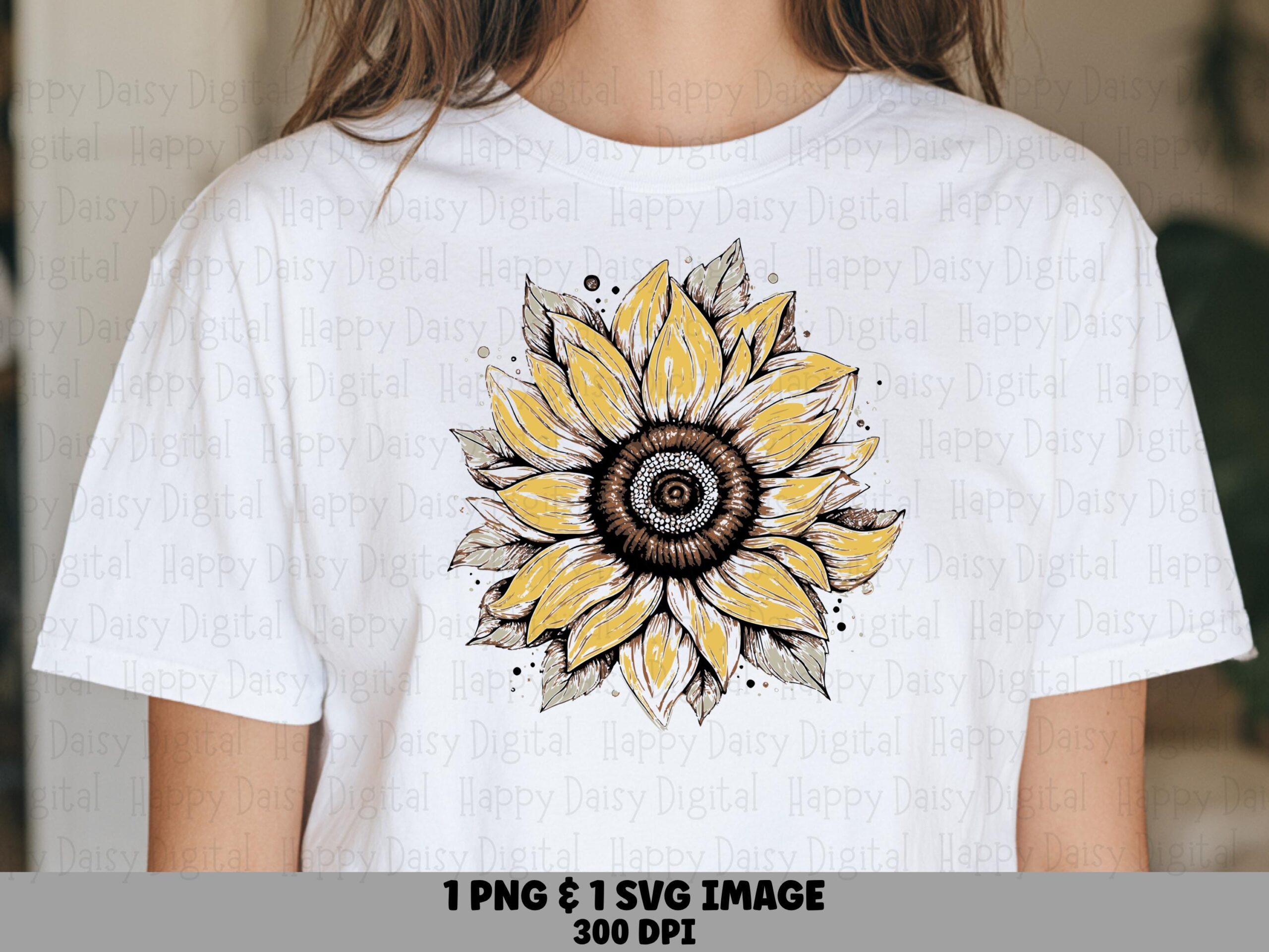 Boho Dotted Sunflower PNG SVG | Sublimation Commercial Use POD