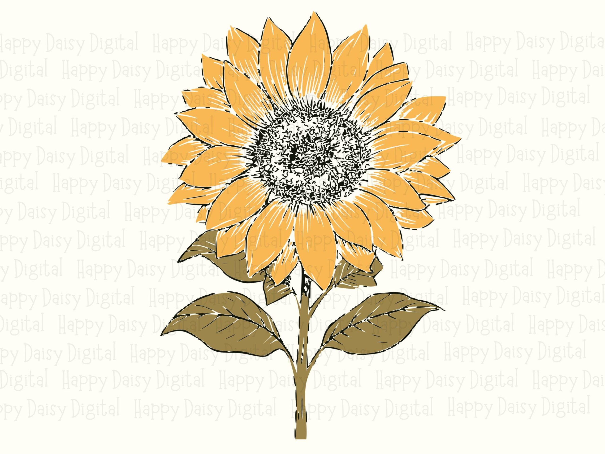Bold Outline Sunflower PNG SVG | Sublimation Commercial Use POD - Image 2