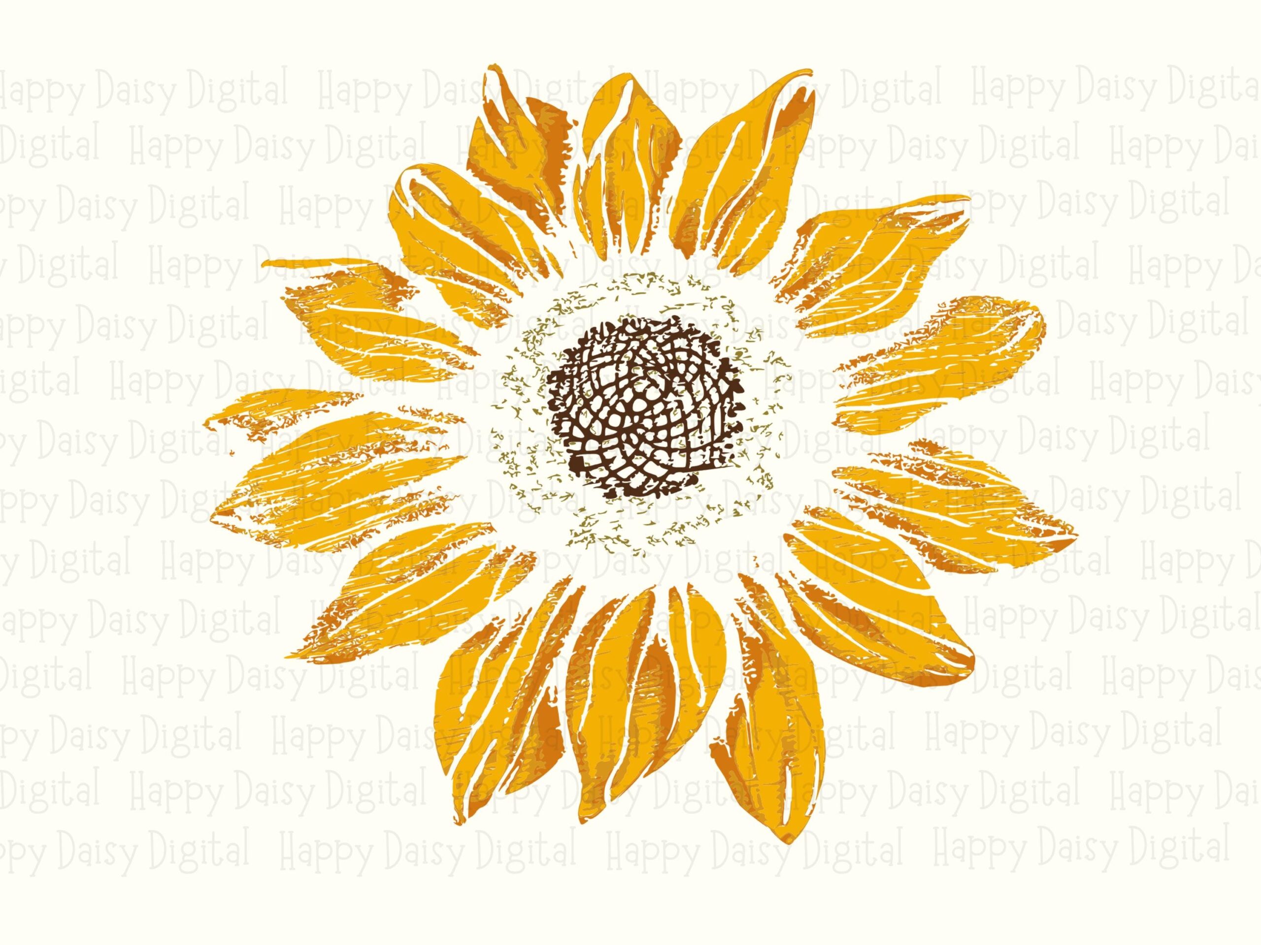 Simple Outline Sunflower PNG SVG | Sublimation Commercial Use POD - Image 2