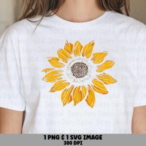 Simple Outline Sunflower PNG SVG | Sublimation Commercial Use POD