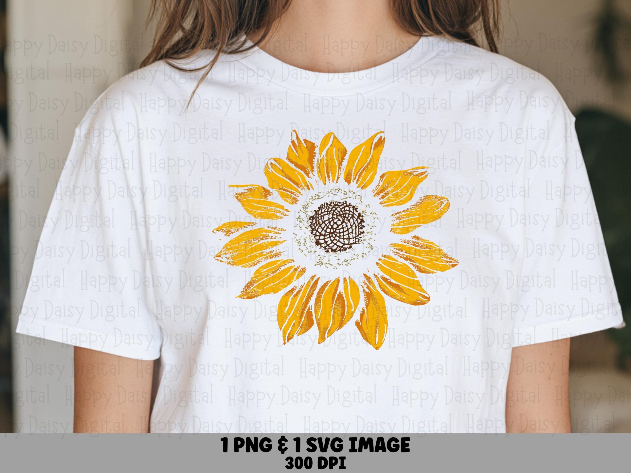 Simple Outline Sunflower PNG SVG | Sublimation Commercial Use POD