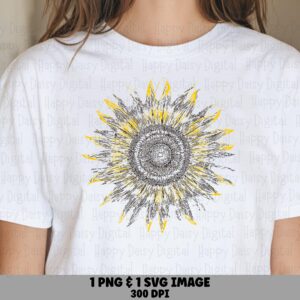 Halftone Sunflower PNG SVG | Sublimation Commercial Use POD