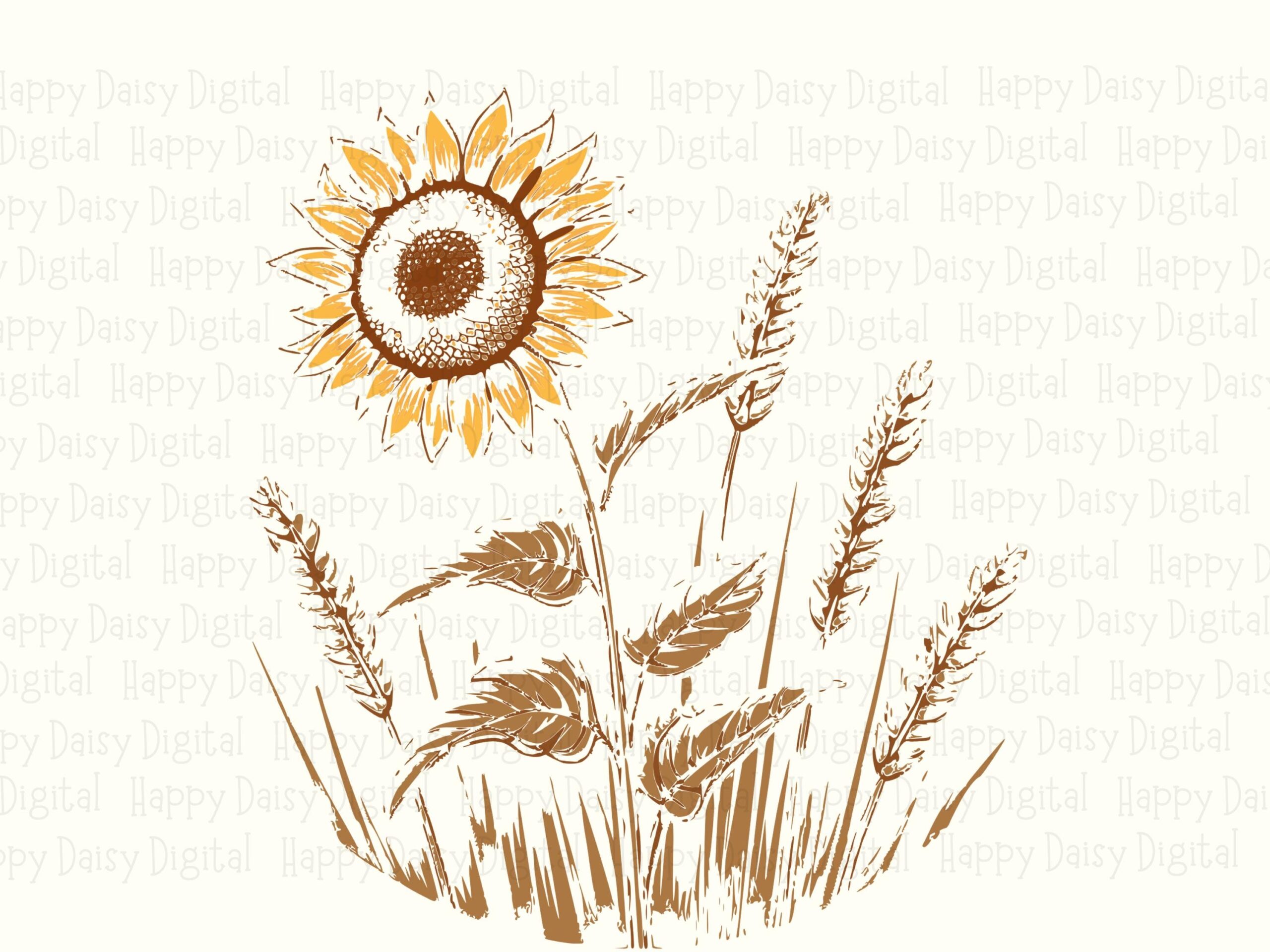 Sunflower and Wheat Field PNG SVG | Sublimation Commercial Use POD - Image 2