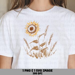 Sunflower and Wheat Field PNG SVG | Sublimation Commercial Use POD