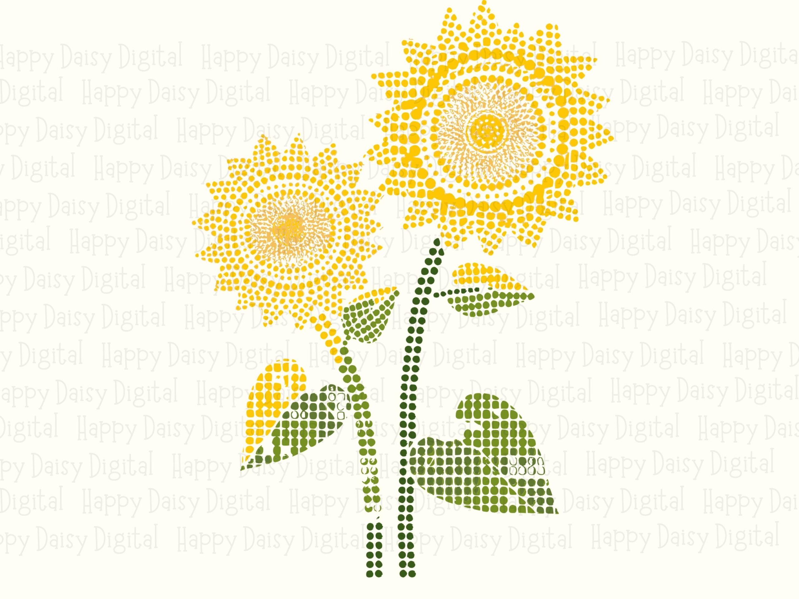 Dotted Sunflower Duo PNG SVG | Sublimation Commercial Use POD - Image 2