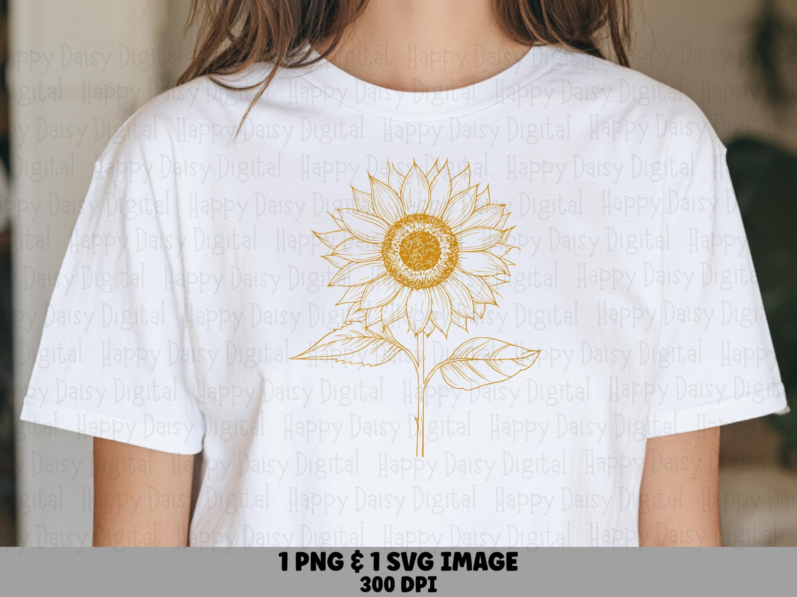 Golden Line Sunflower PNG SVG | Sublimation Commercial Use POD