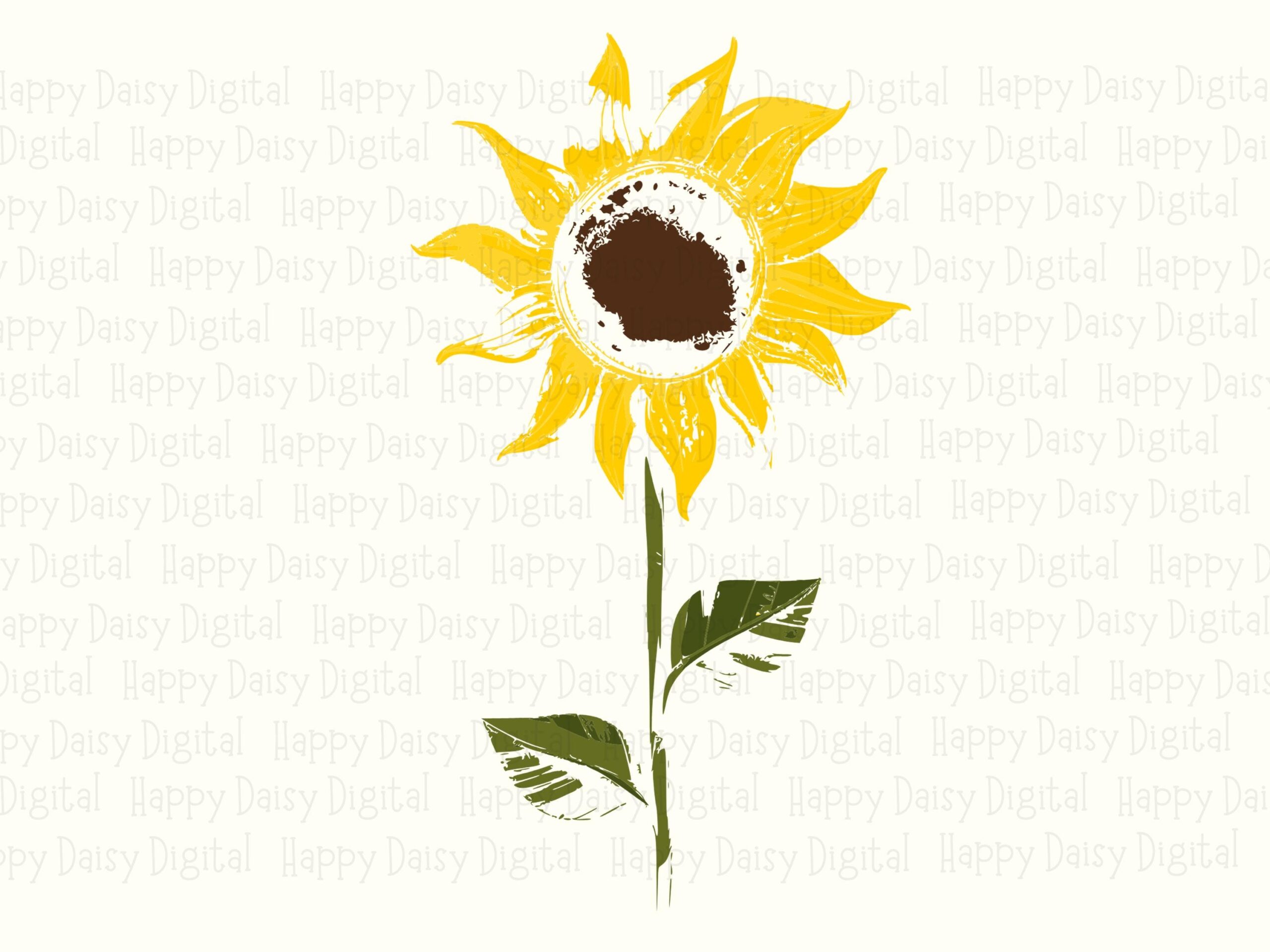 Simple Sunflower Stem PNG SVG | Sublimation Commercial Use POD - Image 2