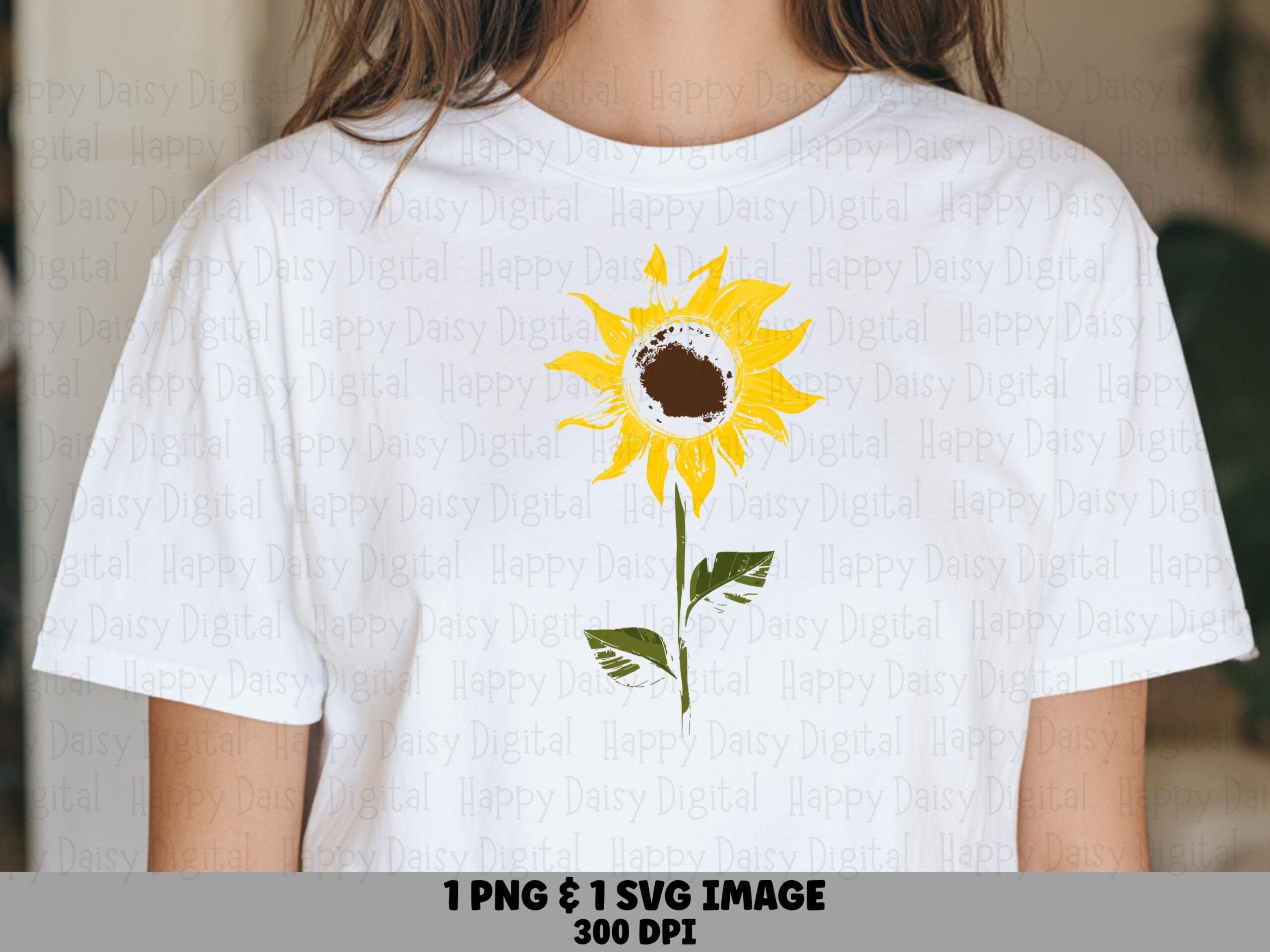 Simple Sunflower Stem PNG SVG | Sublimation Commercial Use POD
