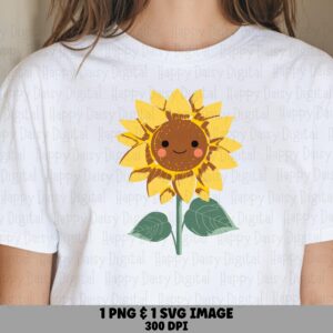 Cheerful Sunflower Face PNG SVG | Sublimation Commercial Use POD