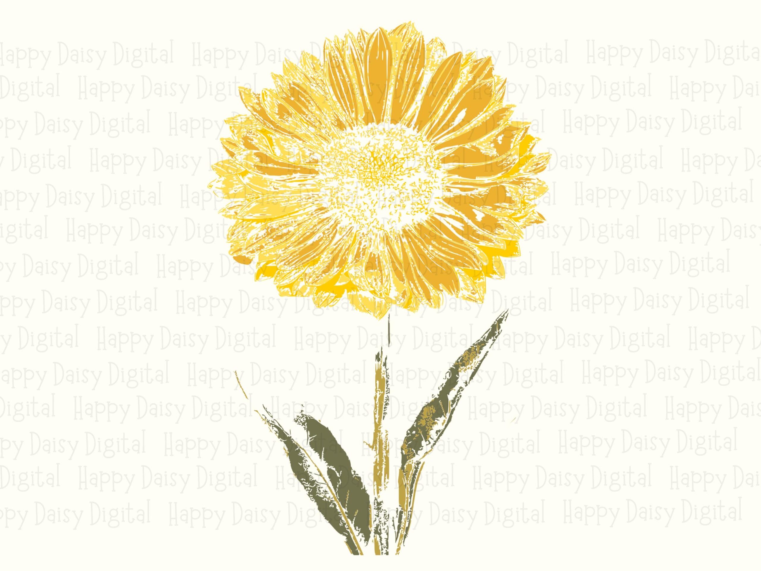 Rustic Sketch Sunflower PNG SVG | Sublimation Commercial Use POD - Image 2