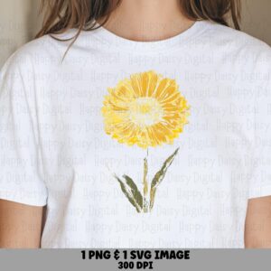 Rustic Sketch Sunflower PNG SVG | Sublimation Commercial Use POD