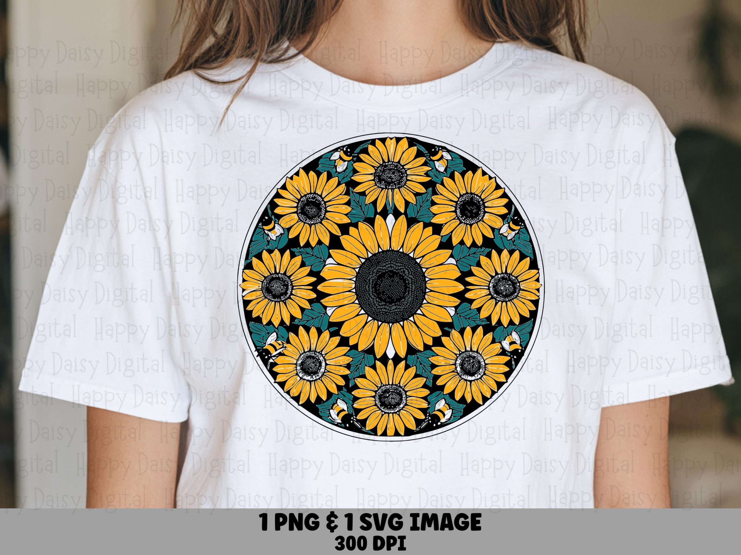 Sunflower Mandala Circle PNG SVG | Sublimation Commercial Use POD