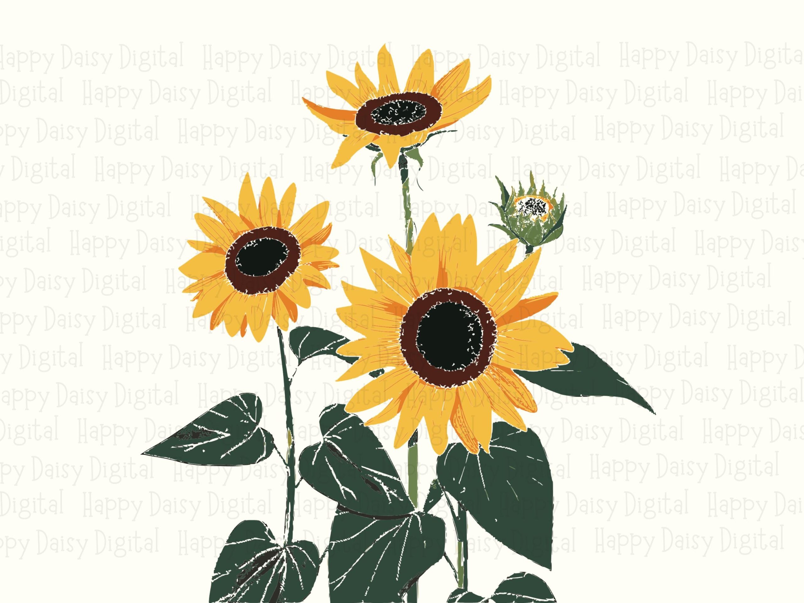 Sunflower Garden Cluster PNG SVG | Sublimation Commercial Use POD - Image 2