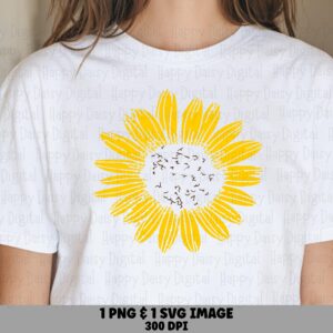 Brush Stroke Sunflower PNG SVG | Sublimation Commercial Use POD