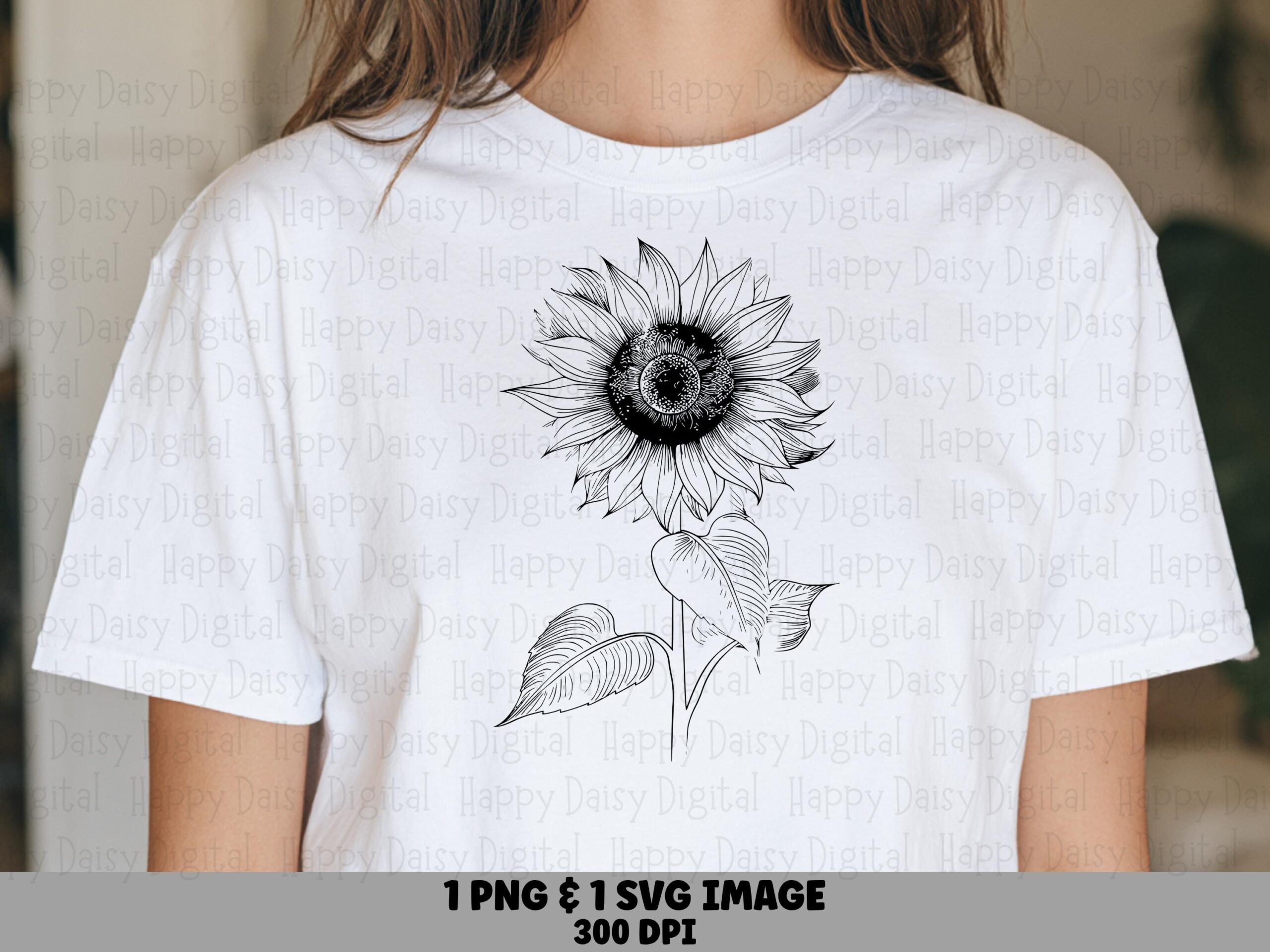 Sketchbook Sunflower PNG SVG | Sublimation Commercial Use POD