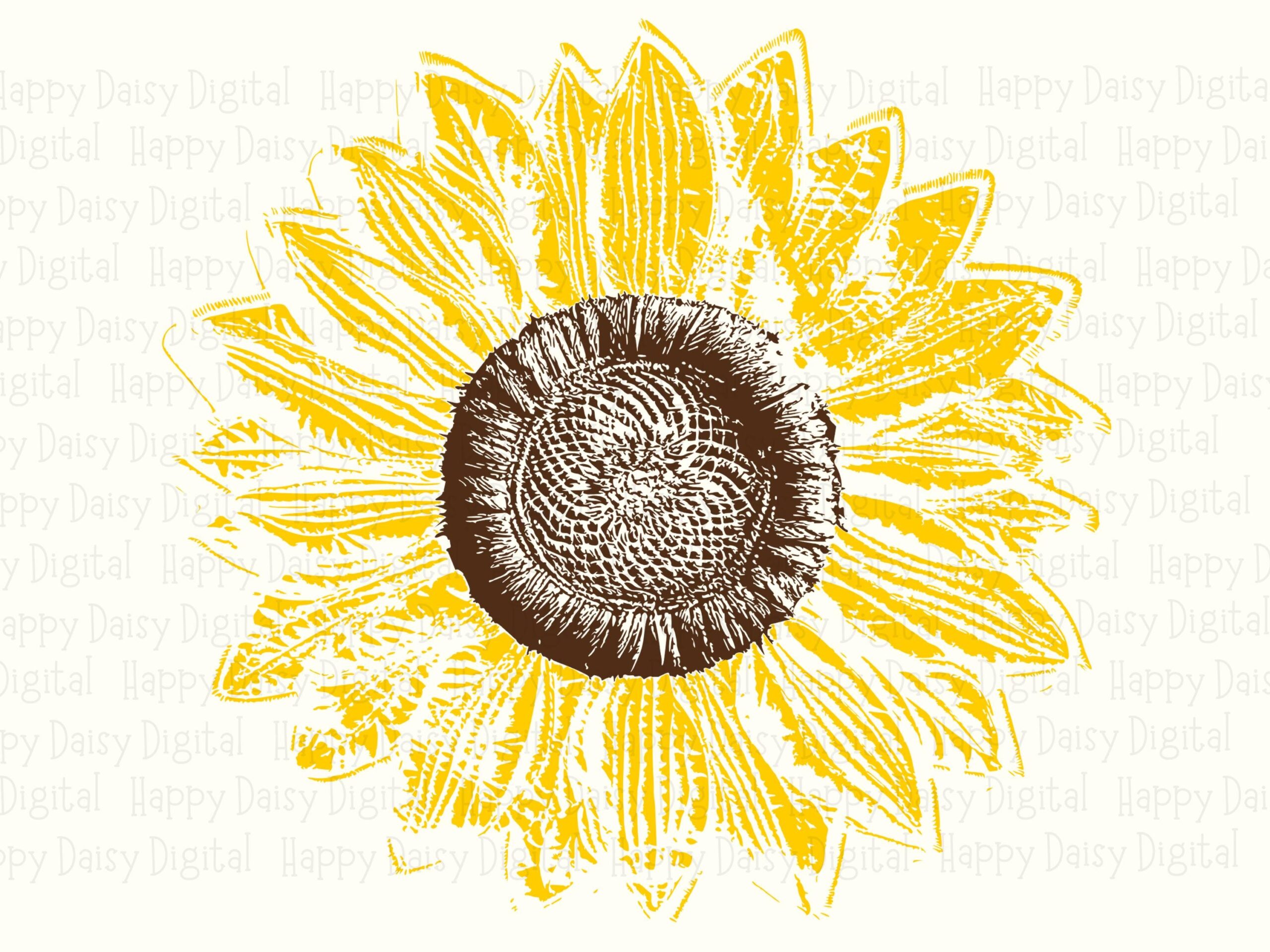 Vintage Botanical Sunflower PNG SVG | Sublimation Commercial Use POD - Image 2