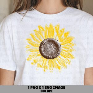 Vintage Botanical Sunflower PNG SVG | Sublimation Commercial Use POD