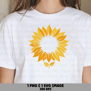 Sunset Grunge Sunflower PNG SVG | Sublimation Commercial Use POD