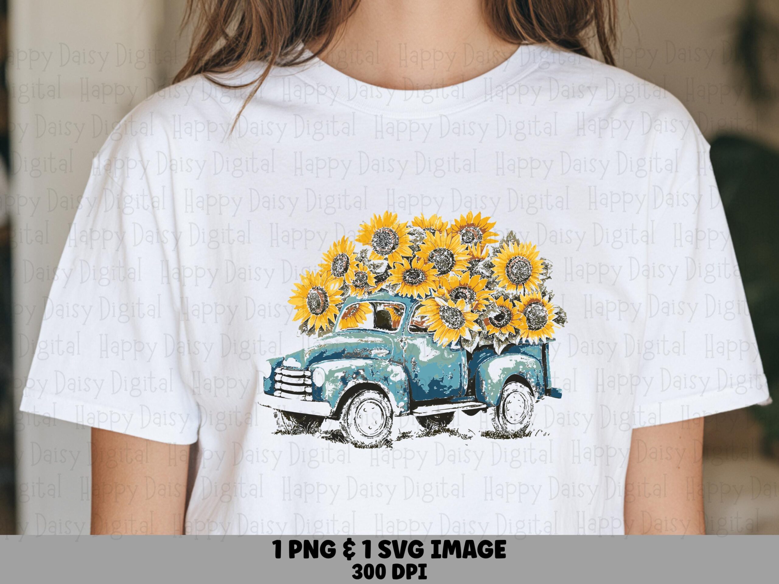Vintage Sunflower Truck PNG SVG | Sublimation Commercial Use POD