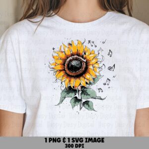 Musical Sunflower PNG SVG | Sublimation Commercial Use POD