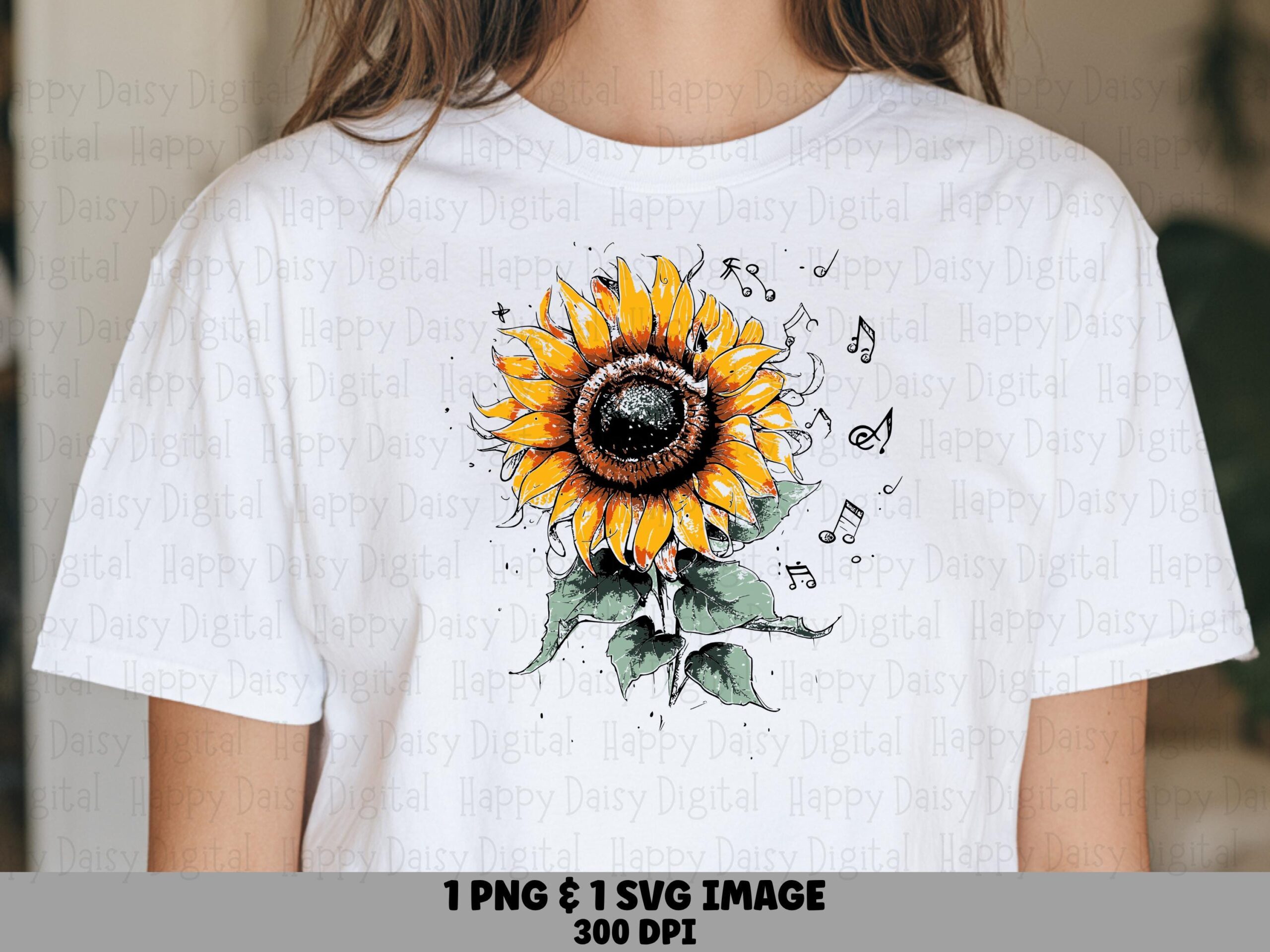 Musical Sunflower PNG SVG | Sublimation Commercial Use POD