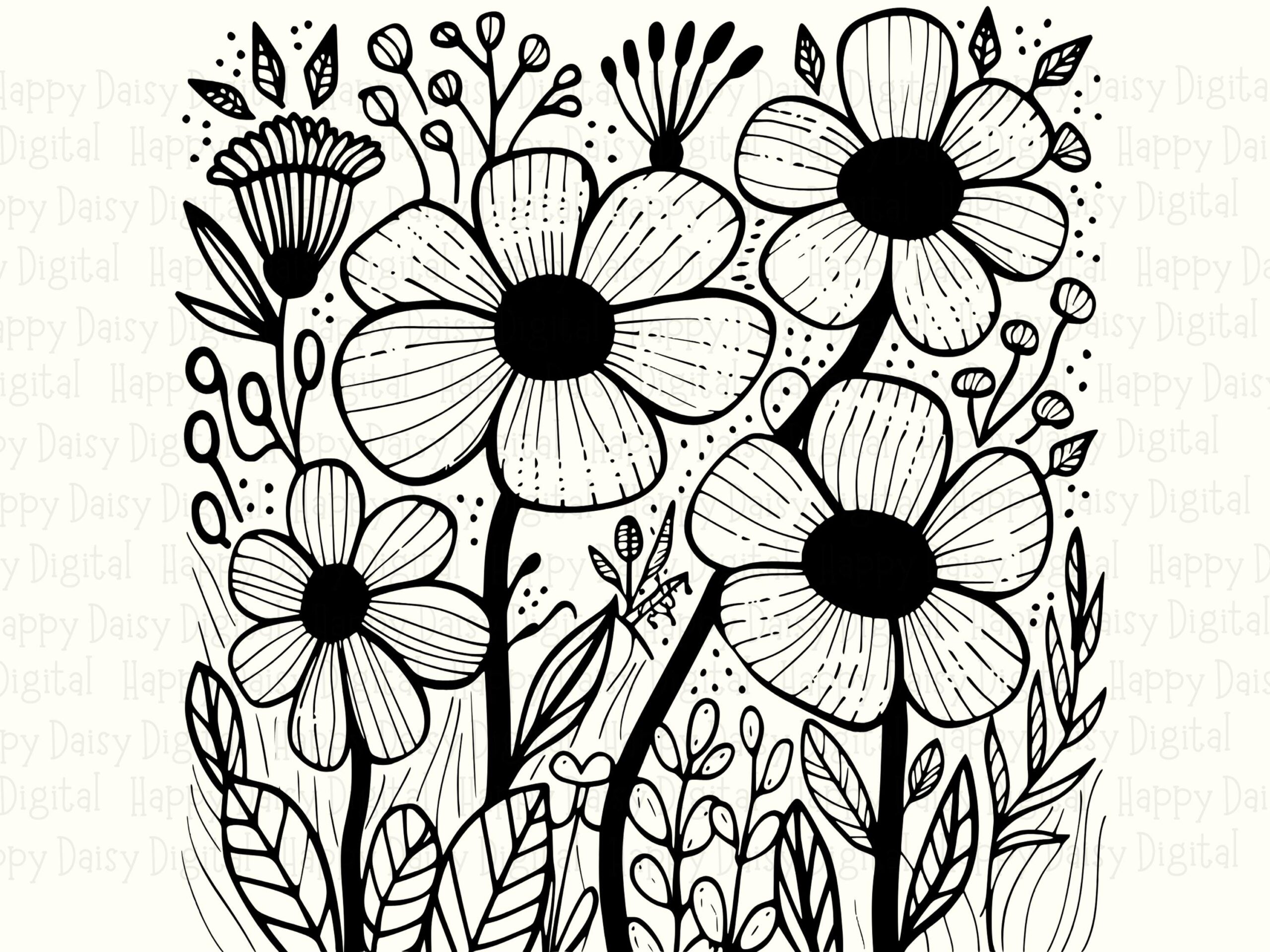 Wildflower Sketch PNG SVG | Sublimation Commercial Use POD - Image 2