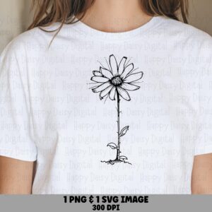 Rooted Daisy PNG SVG | Sublimation Commercial Use POD