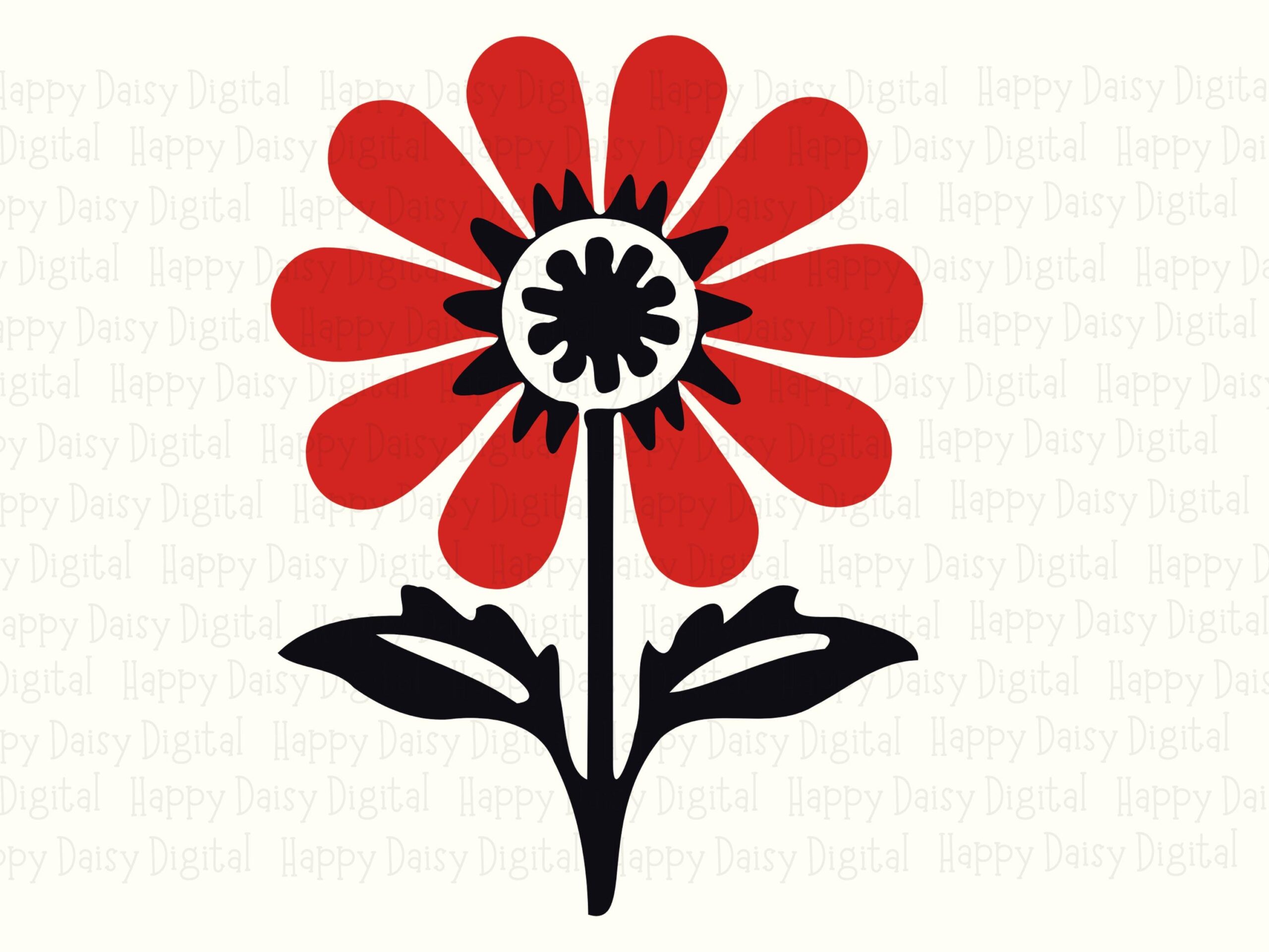 Bold Red Daisy PNG SVG | Sublimation Commercial Use POD - Image 2