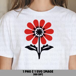 Bold Red Daisy PNG SVG | Sublimation Commercial Use POD