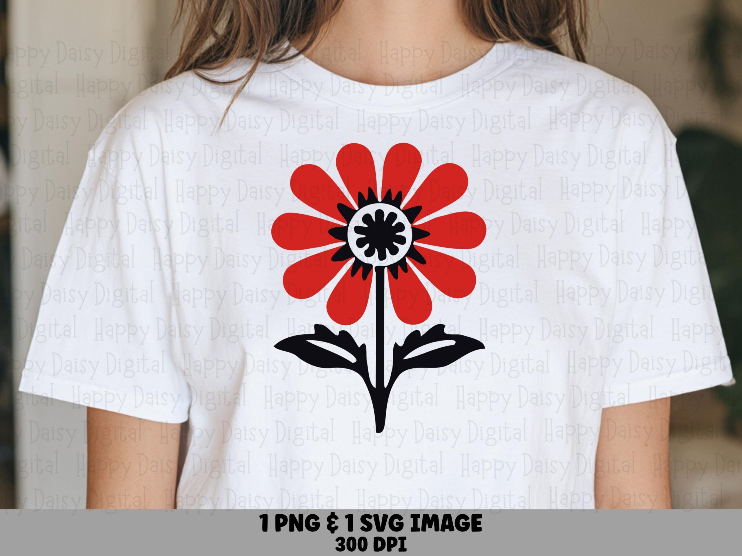 Bold Red Daisy PNG SVG | Sublimation Commercial Use POD
