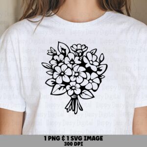Classic Bouquet Sketch PNG SVG | Sublimation Commercial Use POD