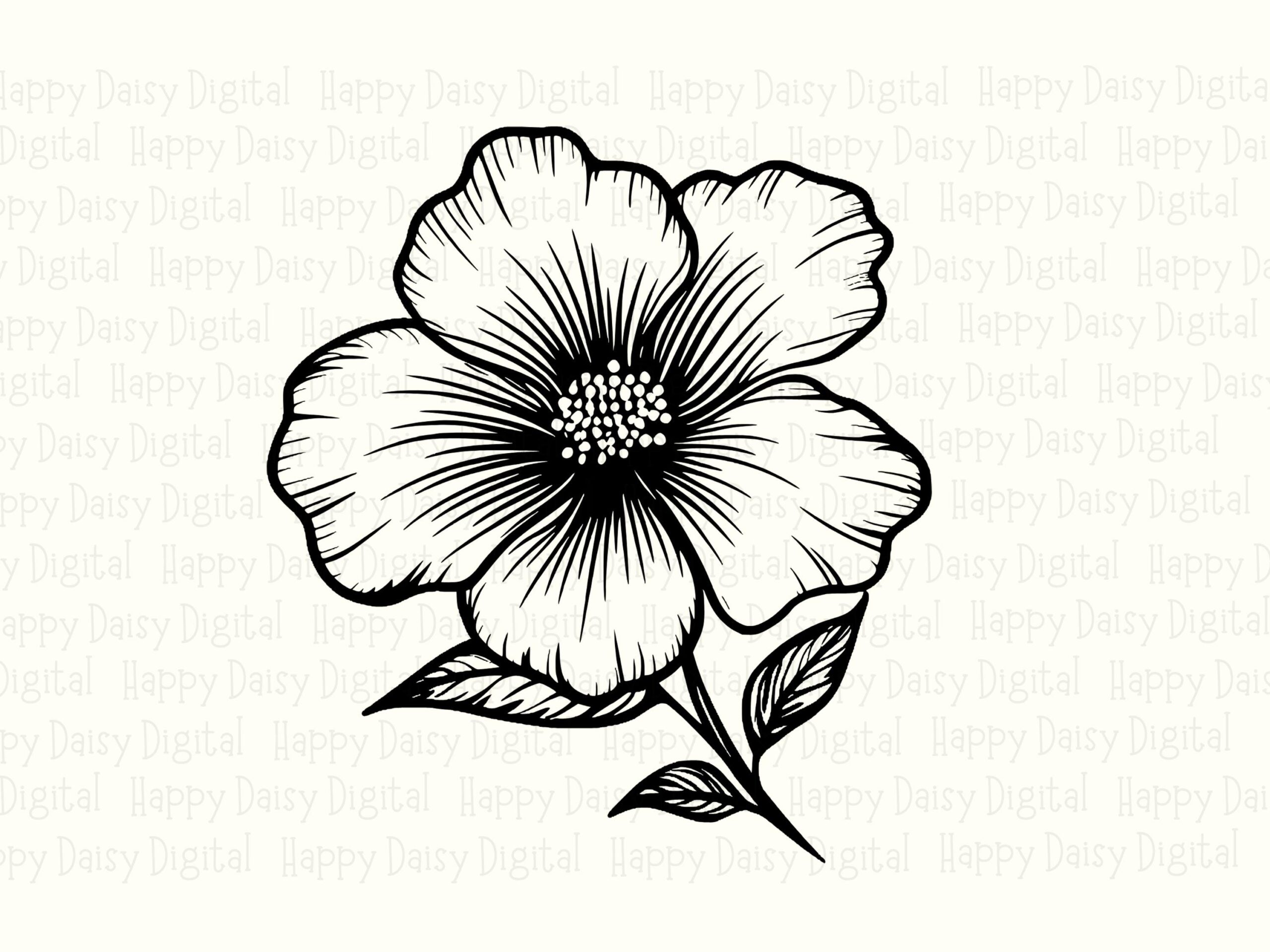 Five Petal Sketch PNG SVG | Sublimation Commercial Use POD - Image 2
