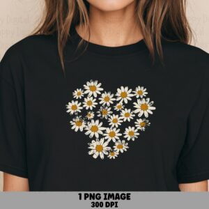 Daisy Heart PNG | Sublimation Commercial Use POD