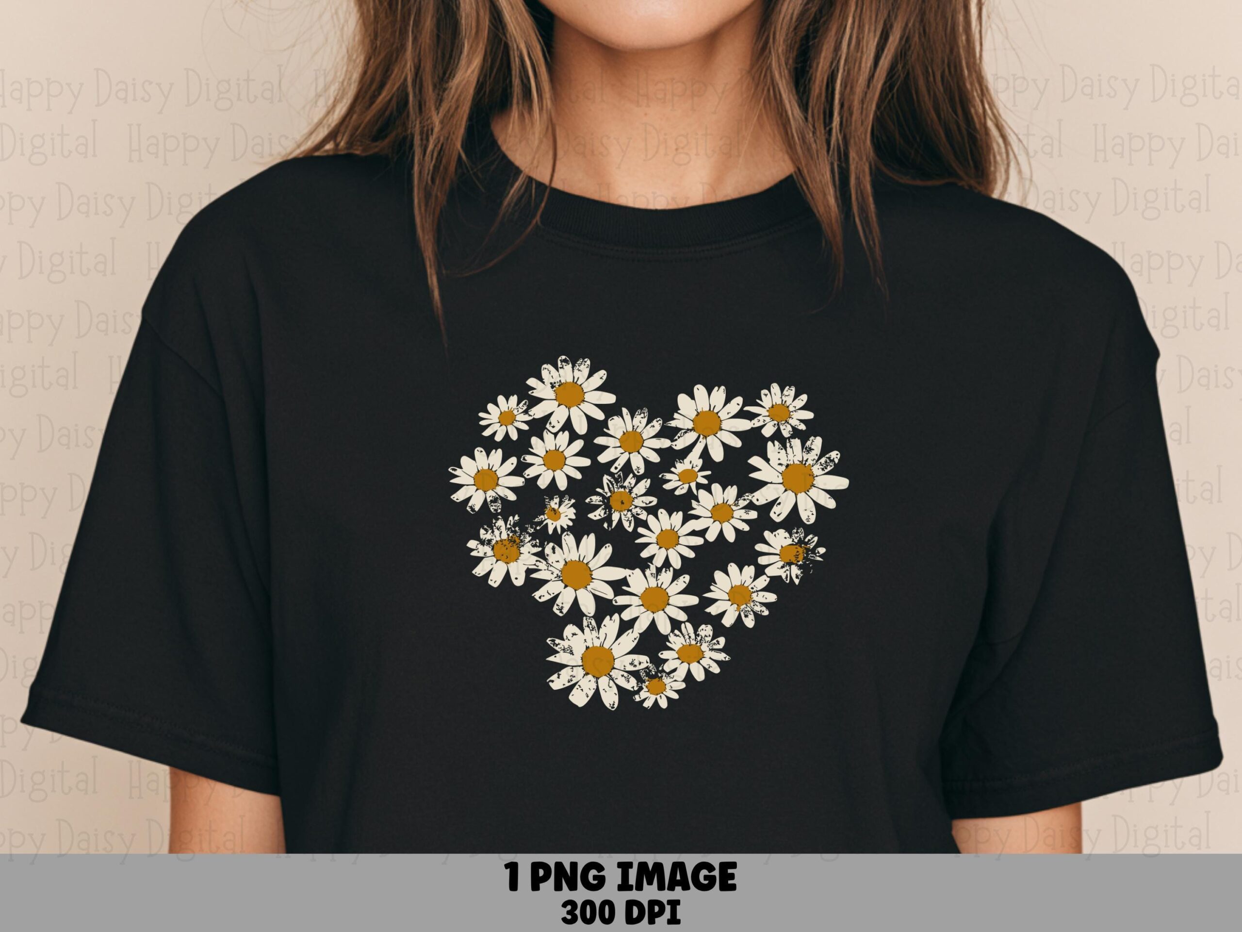 Daisy Heart PNG | Sublimation Commercial Use POD