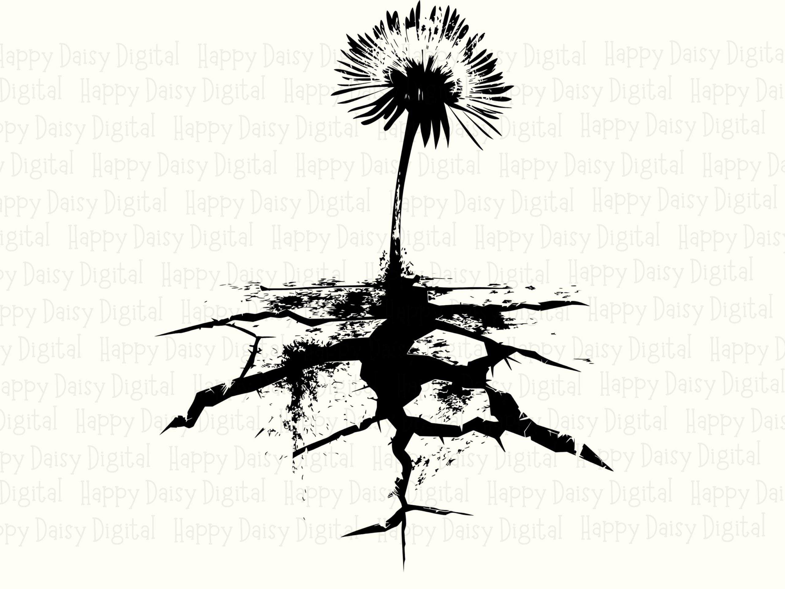 Cracked Earth Dandelion PNG SVG | Sublimation Commercial Use POD - Image 2