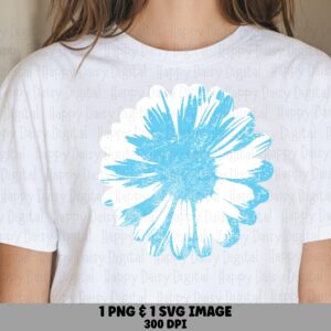 Distressed Daisy Stamp PNG SVG | Sublimation Commercial Use POD