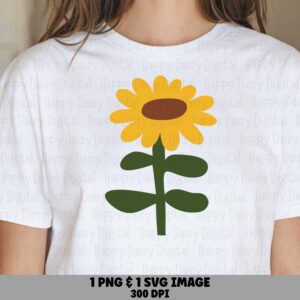 Simple Sunflower Flat PNG SVG | Sublimation Commercial Use POD