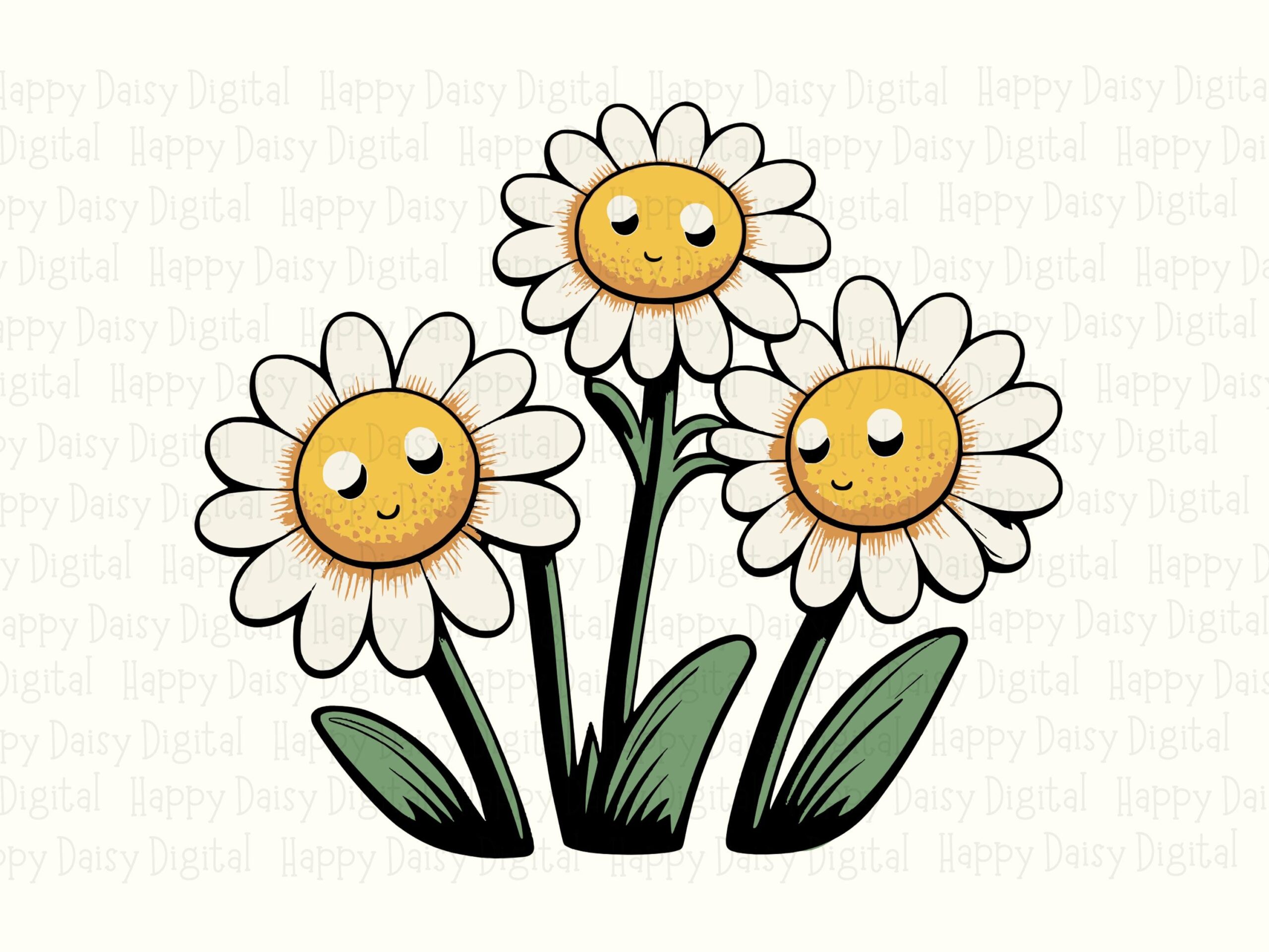 Kawaii Daisy Trio PNG SVG | Sublimation Commercial Use POD - Image 2