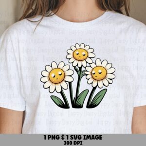 Kawaii Daisy Trio PNG SVG | Sublimation Commercial Use POD