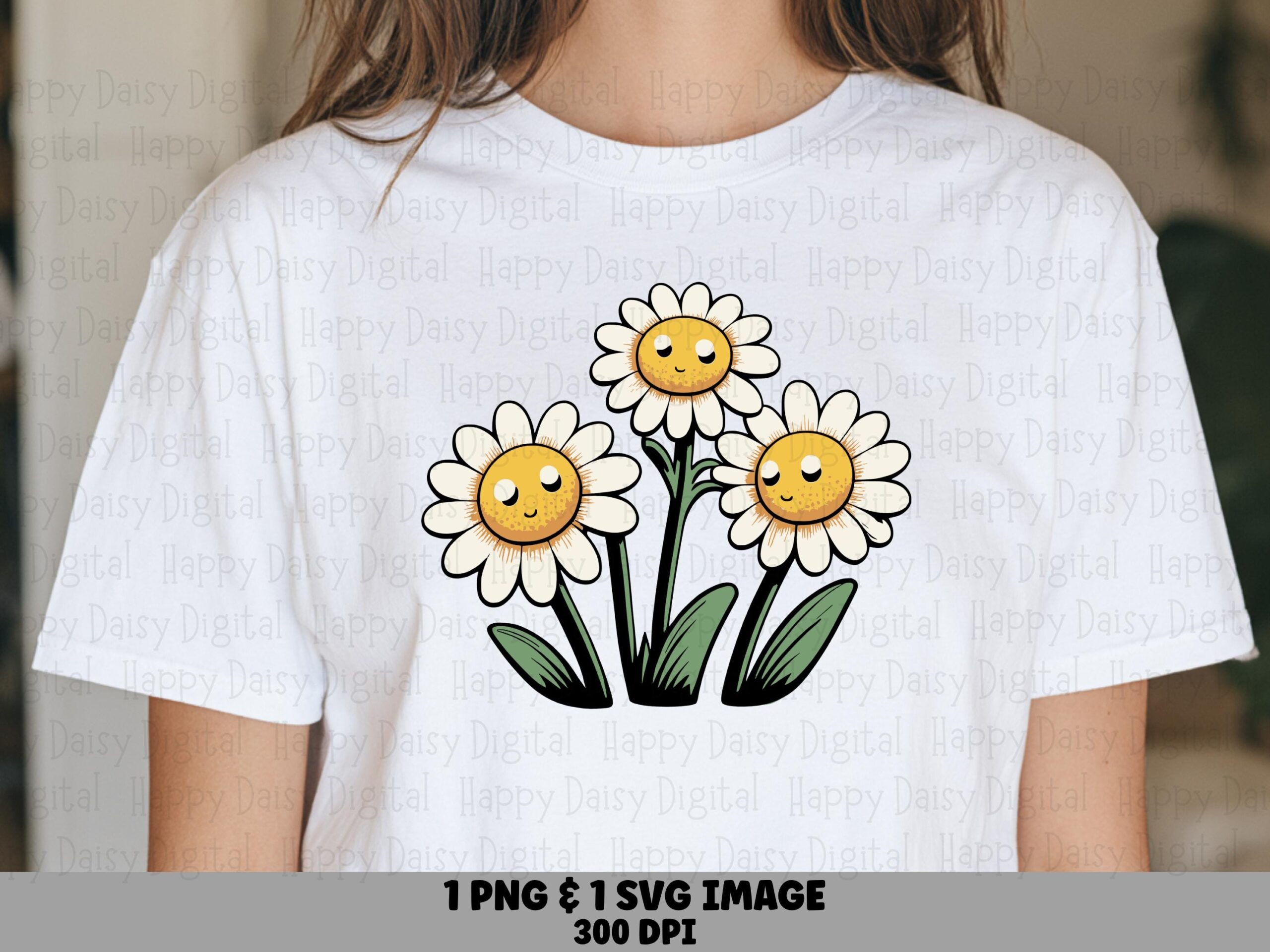 Kawaii Daisy Trio PNG SVG | Sublimation Commercial Use POD