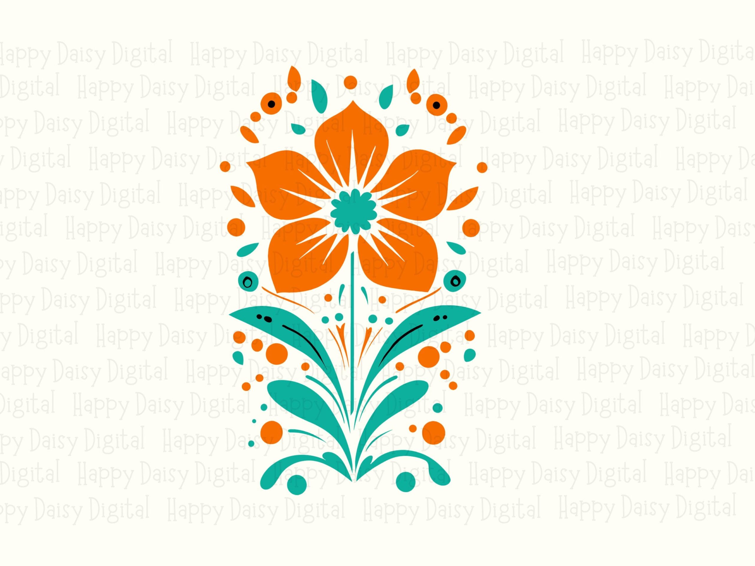 Folk Art Bloom PNG SVG | Sublimation Commercial Use POD - Image 2