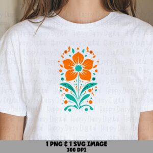 Folk Art Bloom PNG SVG | Sublimation Commercial Use POD