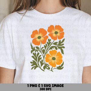 California Poppy Patch PNG SVG | Sublimation Commercial Use POD