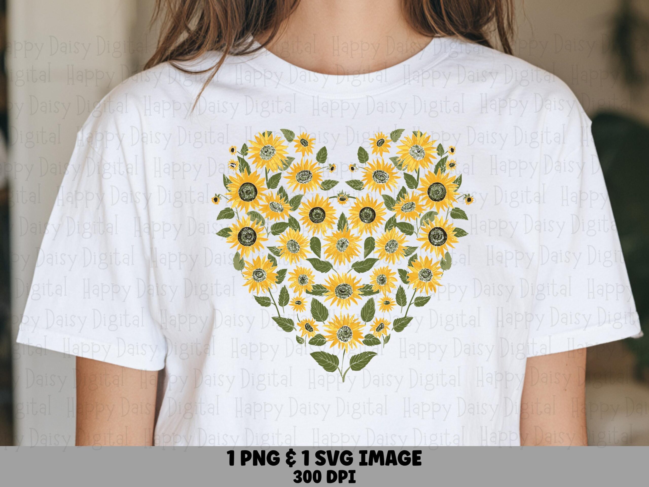 Sunflower Heart Wreath PNG SVG | Sublimation Commercial Use POD
