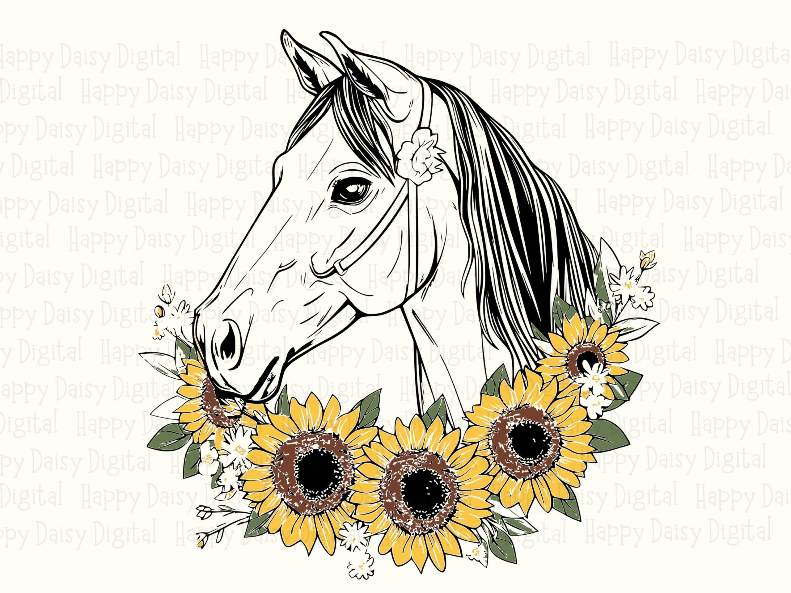 Sunflower Horse PNG SVG | Sublimation Commercial Use POD - Image 2